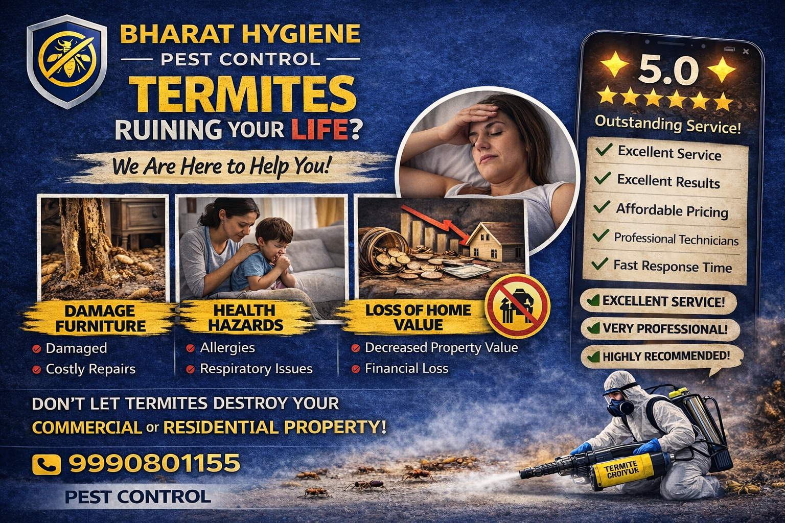 Professional termite treatment service removing termites from property