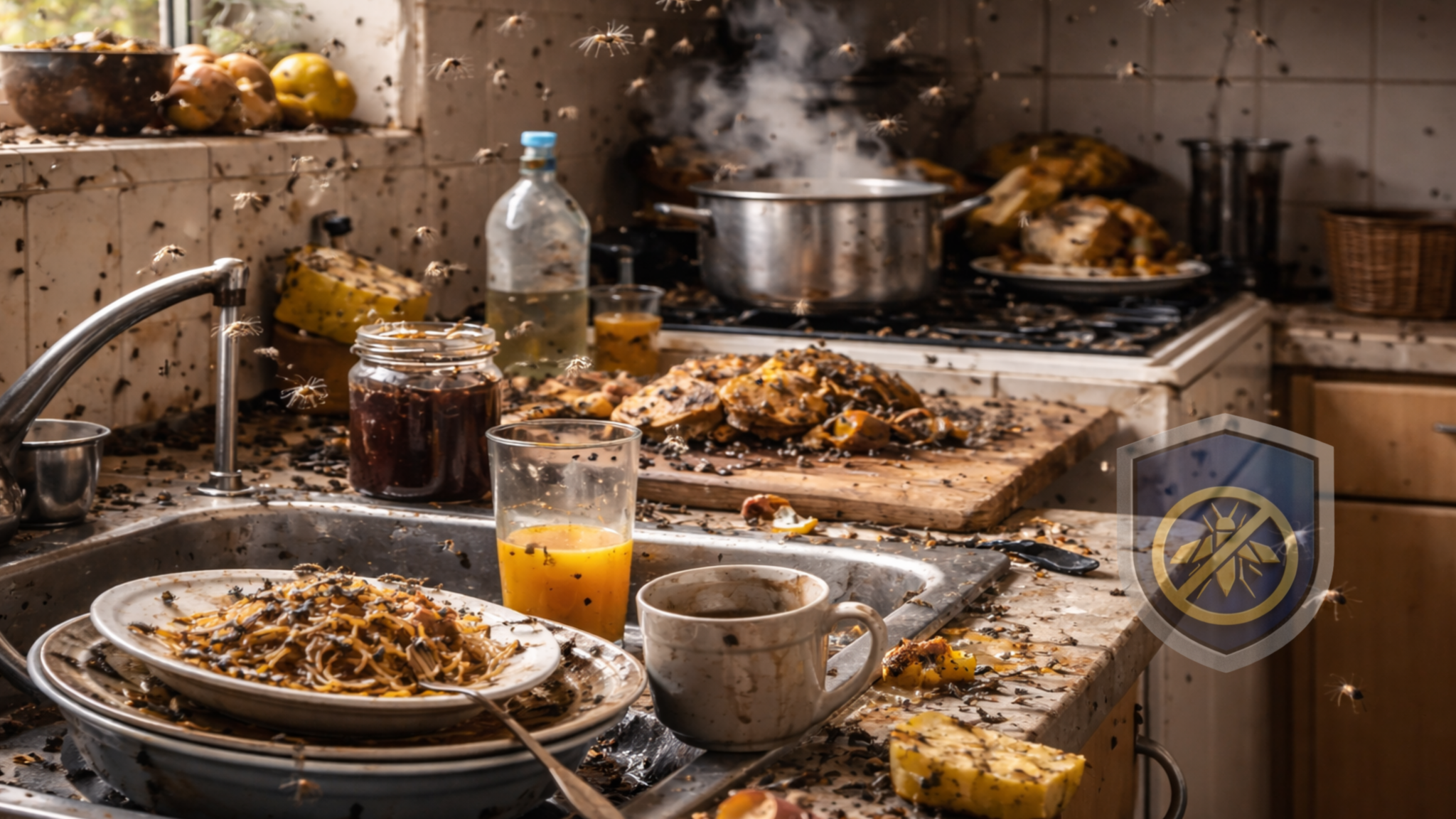 flies in home pest control close up housefly