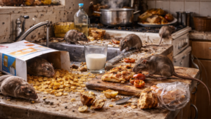 pest eliminator technician removing rodent