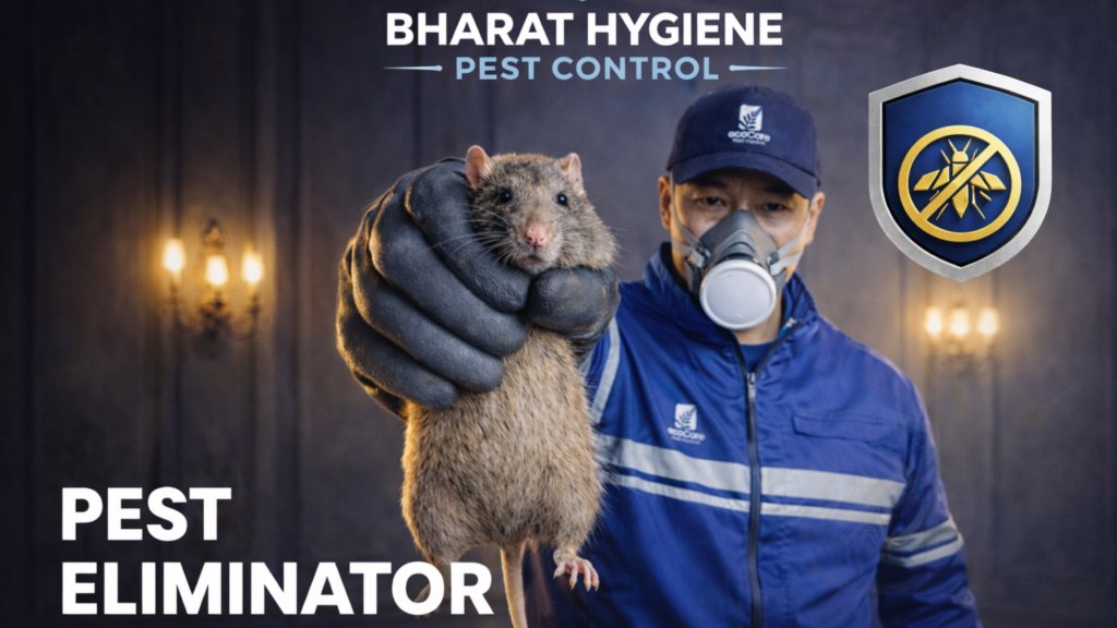 pest eliminator technician removing rodent