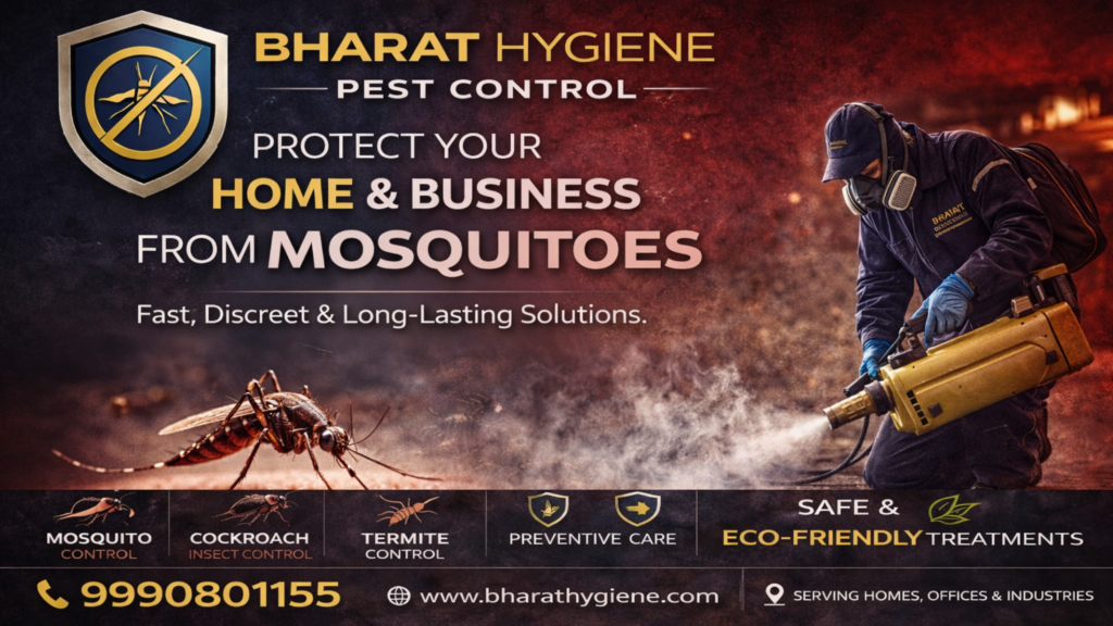 Pest control technician performing mosquito fogging treatment to eliminate mosquitoes in residential area in Delhi NCR